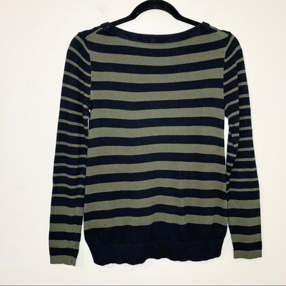EXPRESS Green & Black Striped Knit Long Sleeve - Picture 6 of 10